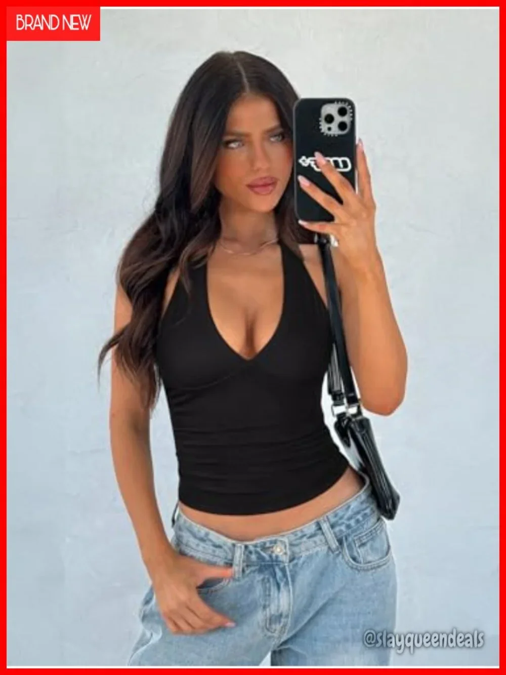 Double Lined Halter Tank Top Backless Cami Y2K Going Out Top